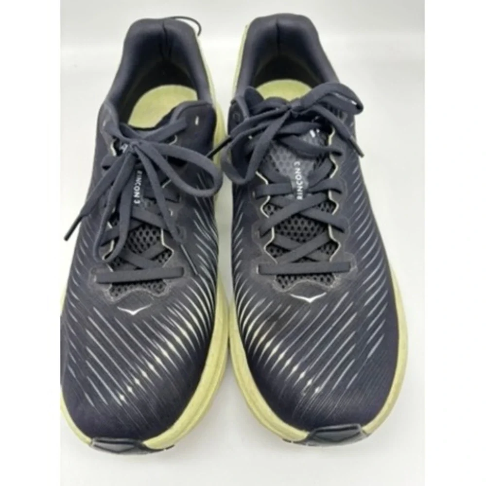 Hoka Rincon 3 Mens 9.5D Black Green Glow Lightweight Running Shoes 1119395 BGBT
